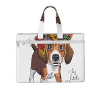 Hnnkloy Corona floral para la cabeza de cachorro beagle,Bolsa de lona para documentos con cremallera, bolso de mano, maletín para la escuela y la oficina.