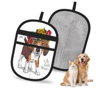 Hnnkloy Corona Floral para la Cabeza de un Cachorro Beagle, Paquete de 2 Guantes para Eliminar el Pelo de Mascotas, Guantes de Aseo antiestáticos para Perros y Gatos.
