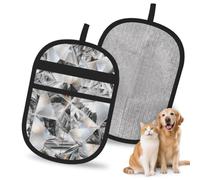 Hnnkloy Cristal con Textura de Diamante Estilo Cristal, Paquete de 2 Guantes para Eliminar el Pelo de Mascotas, Guantes de Aseo antiestáticos para Perros y Gatos.