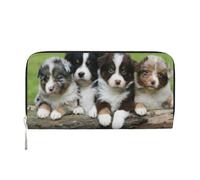 Hnnkloy Cuarteto de Cachorros pequeños de Pastor Australiano,Carteras de Cuero PU de Gran Capacidad para Hombres y Mujeres.