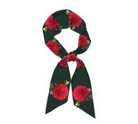 Hnnkloy Dalia roja, Bufanda de seda sintética para mujer, bufandas de moda para el cuello, pañuelo para el cuello, diadema