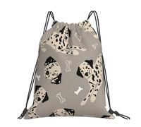 Hnnkloy Dálmatas y huesos sobre gris,Mochila con cordón unisex, bolsa deportiva para gimnasio, mochila informal para el día a día.