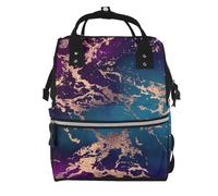 Hnnkloy Decoración de lujo en mármol morado oscuro y verde azulado con detalles dorados..Mochila de maternidad de gran capacidad, bolso cambiador, mochila de viaje para actividades al aire libre.