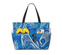 Hnnkloy Delfín mágico,Bolso de playa de gran capacidad, bolso de hombro de viaje para mujer, bolso de mano impermeable.