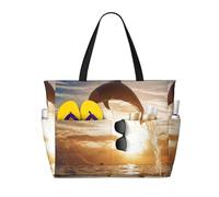 Hnnkloy Delfín saltando desde aguas brillantes,Bolso de playa de gran capacidad, bolso de hombro de viaje para mujer, bolso de mano impermeable.