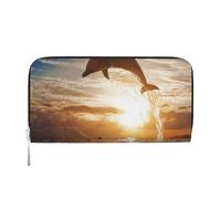 Hnnkloy Delfín Saltando Desde Aguas Brillantes,Carteras de Cuero PU de Gran Capacidad para Hombres y Mujeres.