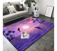 Hnnkloy Delfines al Atardecer, Alfombra Grande Antideslizante para Sala de Estar o Dormitorio, 208 x 148 cm.