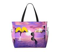 Hnnkloy Delfines al atardecer,Bolso de playa de gran capacidad, bolso de hombro de viaje para mujer, bolso de mano impermeable.
