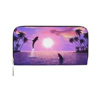 Hnnkloy Delfines al Atardecer,Carteras de Cuero PU de Gran Capacidad para Hombres y Mujeres.