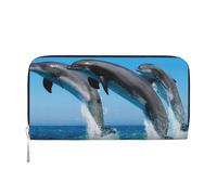 Hnnkloy Delfines Saltando en Invierno,Carteras de Cuero PU de Gran Capacidad para Hombres y Mujeres.