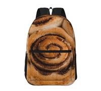 Hnnkloy Delicioso patrón de pan de rollos de canela,Mochila informal de 17 pulgadas con bolsillos, resistente al agua, para la escuela.