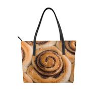 Hnnkloy Deliciosos rollos de canela con forma de pan,Bolso de mano de piel sintética, bolso tote de gran capacidad, bolso de hombro para mujer, ideal para el trabajo y los viajes.
