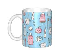 Hnnkloy Dentista Dientes Cepillos de dientes,Taza de cerámica grande para café, ideal para cocina, restaurante, oficina o cafetería, 330 ml.