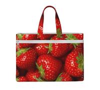 Hnnkloy Dibujo de fresa,Bolsa de lona para documentos con cremallera, bolso de mano, maletín para la escuela y la oficina.