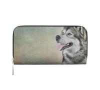 Hnnkloy Dibujo de Retrato de Perro Alaskan Malamute,Carteras de Cuero PU de Gran Capacidad para Hombres y Mujeres.