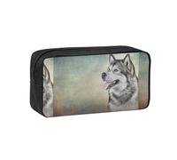 Hnnkloy Dibujo de Retrato de Perro Alaskan Malamute,Estuche de lápices de Gran Capacidad, portátil, para bolígrafos, Bolsa de papelería para la Escuela y la Oficina.