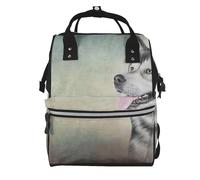 Hnnkloy Dibujo de retrato de un perro Alaskan Malamute.Mochila de maternidad de gran capacidad, bolso cambiador, mochila de viaje para actividades al aire libre.