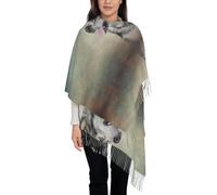 Hnnkloy Dibujo de un retrato de un perro Malamute de Alaska,Bufanda grande de cachemira sintética para mujer, chal ligero con borlas, 197 x 72 cm