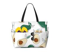 Hnnkloy Dibujo simple de fruta de aguacate,Bolso de playa de gran capacidad, bolso de hombro de viaje para mujer, bolso de mano impermeable.