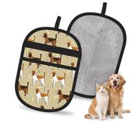 Hnnkloy Dibujos Animados de un Lindo y astuto Beagle como Mascota, Paquete de 2 Guantes para Eliminar el Pelo de Mascotas, Guantes de Aseo antiestáticos para Perros y Gatos.