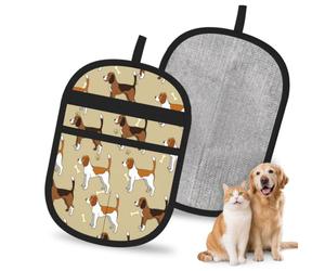 Hnnkloy Dibujos Animados de un Lindo y astuto Beagle como Mascota, Paquete de 2 Guantes para Eliminar el Pelo de Mascotas, Guantes de Aseo antiestáticos para Perros y Gatos.