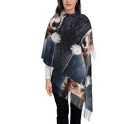 Hnnkloy Dios Bokeh de Border Collie Marrón con Ojos Amarillos,Bufanda grande de cachemira sintética para mujer, chal ligero con borlas, 197 x 72 cm