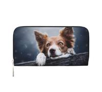 Hnnkloy Dios Bokeh de Border Collie Marrón con Ojos Amarillos,Carteras de Cuero PU de Gran Capacidad para Hombres y Mujeres.