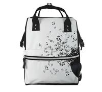 Hnnkloy Disco de vinilo roto y notas musicales volando por el aire.Mochila de maternidad de gran capacidad, bolso cambiador, mochila de viaje para actividades al aire libre.