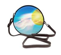 Hnnkloy Diseño azul de tenis de fuego,Bolso de hombro de piel sintética, bolso cruzado redondo - Bolso circular para mujer