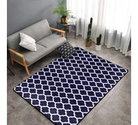 Hnnkloy Diseño geométrico marroquí Moderno en Azul Marino, Alfombra Grande Antideslizante para Sala de Estar o Dormitorio, 150 x 100 cm.