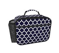 Hnnkloy Diseño geométrico marroquí moderno en azul marino,Bolsa de almuerzo portátil, fiambrera resistente, bolsa isotérmica reutilizable