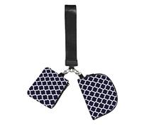 Hnnkloy Diseño geométrico marroquí moderno en azul marino,Bolso de muñeca para deportes al aire libre, monedero portátil, cartera de muñeca con llavero desmontable