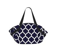 Hnnkloy Diseño geométrico marroquí Moderno en Azul Marino,Esterilla de Camping portátil, Manta de Picnic Plegable Multifuncional Que también Sirve como Bolsa de Camping para Viajes.