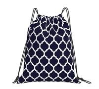Hnnkloy Diseño geométrico marroquí moderno en azul marino,Mochila con cordón unisex, bolsa deportiva para gimnasio, mochila informal para el día a día.