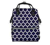 Hnnkloy Diseño geométrico marroquí moderno en azul marino.Mochila de maternidad de gran capacidad, bolso cambiador, mochila de viaje para actividades al aire libre.