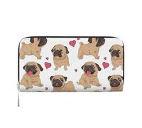 Hnnkloy Divertidos Cachorros de Pugs de Dibujos Animados,Carteras de Cuero PU de Gran Capacidad para Hombres y Mujeres.