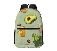 Hnnkloy Doodle de brócoli, queso y aguacate,Mochila informal de 17 pulgadas con bolsillos, resistente al agua, para la escuela.