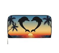 Hnnkloy Dos Delfines Saltando en Forma de corazón,Carteras de Cuero PU de Gran Capacidad para Hombres y Mujeres.