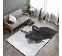 Hnnkloy Dulce Mascota, Lindo Cachorro de Bulldog francés Negro, Alfombra Grande Antideslizante para Sala de Estar o Dormitorio, 150 x 100 cm.