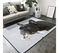 Hnnkloy Dulce Mascota, Lindo Cachorro de Bulldog francés Negro, Alfombra Grande Antideslizante para Sala de Estar o Dormitorio, 208 x 148 cm.