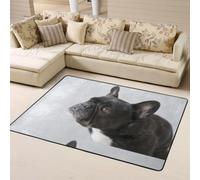 Hnnkloy Dulce Mascota, Lindo Cachorro de Bulldog francés Negro, Alfombra Grande Antideslizante para Sala de Estar o Dormitorio, 160 x 120 cm.