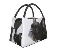 Hnnkloy Dulce mascota, lindo cachorro de bulldog francés negro,Bolsa de almuerzo portátil, bolsa isotérmica, fiambrera duradera, bolsa térmica reutilizable.