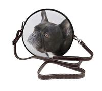 Hnnkloy Dulce mascota, lindo cachorro de bulldog francés negro,Bolso de hombro de piel sintética, bolso cruzado redondo - Bolso circular para mujer