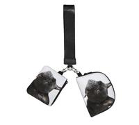 Hnnkloy Dulce mascota, lindo cachorro de bulldog francés negro,Bolso de muñeca para deportes al aire libre, monedero portátil, cartera de muñeca con llavero desmontable