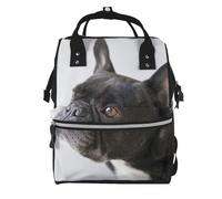Hnnkloy Dulce mascota, lindo cachorro de bulldog francés negro.Mochila de maternidad de gran capacidad, bolso cambiador, mochila de viaje para actividades al aire libre.