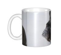 Hnnkloy Dulce mascota, lindo cachorro de bulldog francés negro,Taza de cerámica grande para café, ideal para cocina, restaurante, oficina o cafetería, 330 ml.