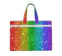 Hnnkloy El arcoíris se ve así con lentejuelas,Bolsa de lona para documentos con cremallera, bolso de mano, maletín para la escuela y la oficina.