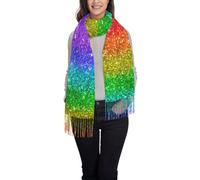Hnnkloy El arcoíris se ve así con lentejuelas,Bufanda de cachemira sintética para mujer, chal ligero con borlas, 197 x 72 cm