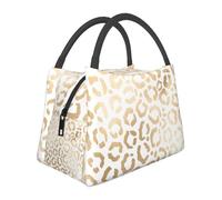 Hnnkloy Elegante leopardo guepardo blanco dorado,Bolsa de almuerzo portátil, bolsa isotérmica, fiambrera duradera, bolsa térmica reutilizable.