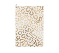 Hnnkloy Elegante Leopardo Guepardo Blanco Dorado, Toallas de Golf portátiles Tipo gofre de 41 x 61 cm con Clip de mosquetón para Bolsa de Golf.